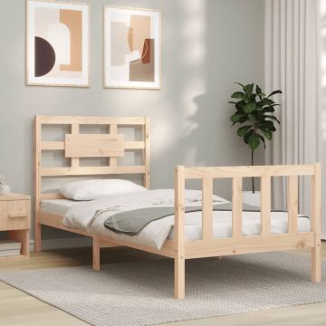 vidaXL Bedframe met hoofdbord massief hout 2FT6 Small Single