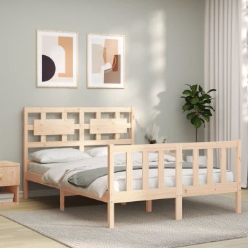 vidaXL Bedframe met hoofdbord massief hout 120x200 cm