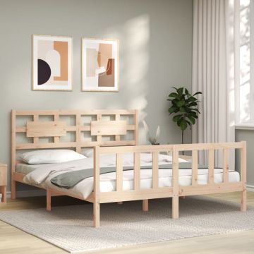 vidaXL Bedframe met hoofdbord massief hout 5 FT King Size