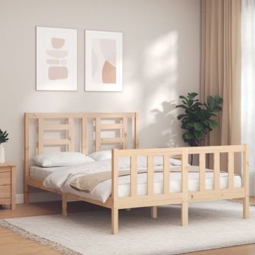 vidaXL Bedframe met hoofdbord massief hout 140x190 cm