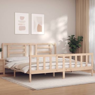 vidaXL Bedframe met hoofdbord massief hout 200x200 cm