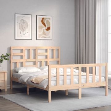 vidaXL Bedframe met hoofdbord massief hout 4FT Small Double