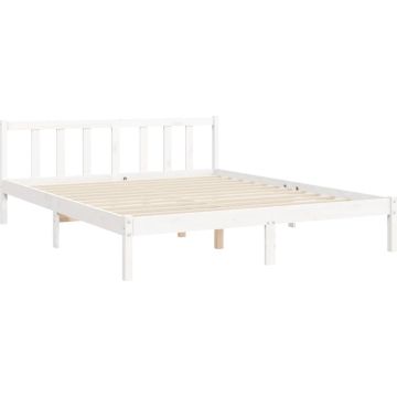 vidaXL Bedframe met hoofdbord massief hout wit 5 FT King Size