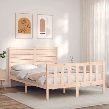 vidaXL Bedframe met hoofdbord massief hout 4FT Small Double