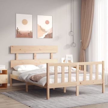 vidaXL Bedframe met hoofdbord massief hout 120x200 cm