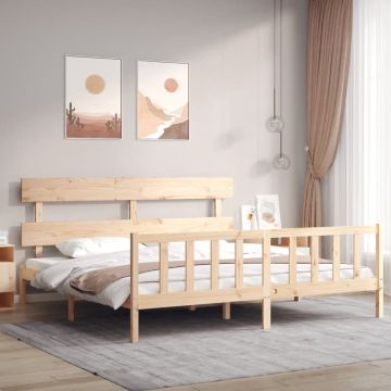 vidaXL Bedframe met hoofdbord massief hout 200x200 cm