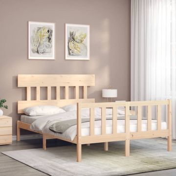 vidaXL Bedframe met hoofdbord massief hout 4FT6 Double