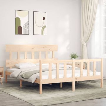 vidaXL Bedframe met hoofdbord massief hout 5 FT King Size