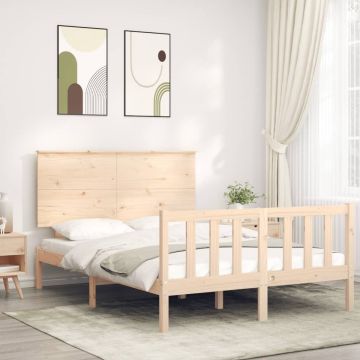 vidaXL Bedframe met hoofdbord massief hout 120x200 cm