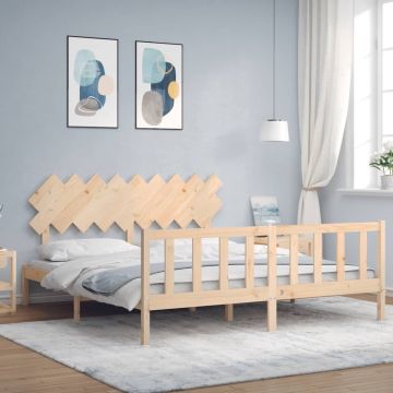 vidaXL Bedframe met hoofdbord massief hout 6FT Super King