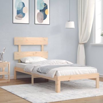 vidaXL Bedframe met hoofdbord massief hout 90x200 cm