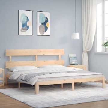 vidaXL Bedframe met hoofdbord massief hout 6FT Super King