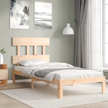 vidaXL Bedframe met hoofdbord massief hout 90x200 cm