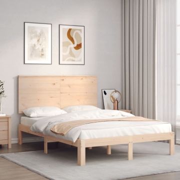 vidaXL Bedframe met hoofdbord massief hout 120x200 cm