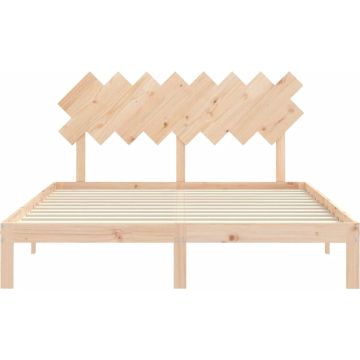 vidaXL Bedframe met hoofdbord massief hout 160x200 cm