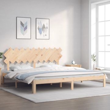 vidaXL Bedframe met hoofdbord massief hout 200x200 cm