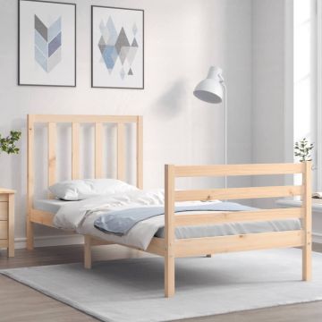 vidaXL Bedframe met hoofdbord massief hout 100x200 cm