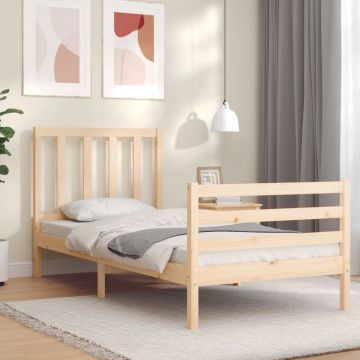 vidaXL Bedframe met hoofdbord massief hout 100x200 cm