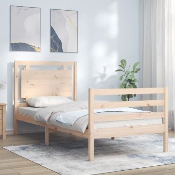 vidaXL Bedframe met hoofdbord massief hout 90x200 cm