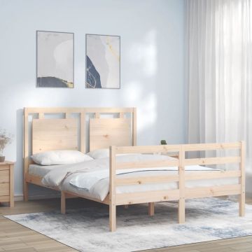 vidaXL Bedframe met hoofdbord massief hout 140x200 cm