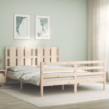 vidaXL Bedframe met hoofdbord massief hout 5 FT King Size