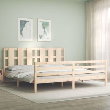 vidaXL Bedframe met hoofdbord massief hout 6FT Super King