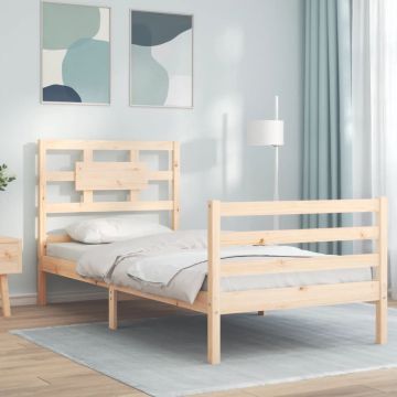 vidaXL Bedframe met hoofdbord massief hout 2FT6 Small Single