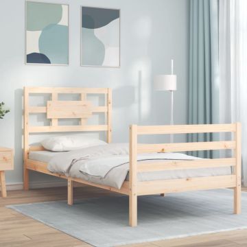 vidaXL Bedframe met hoofdbord massief hout 3FT Single