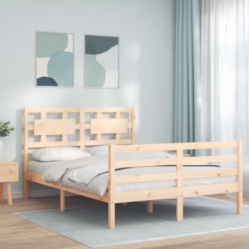 vidaXL Bedframe met hoofdbord massief hout 120x200 cm