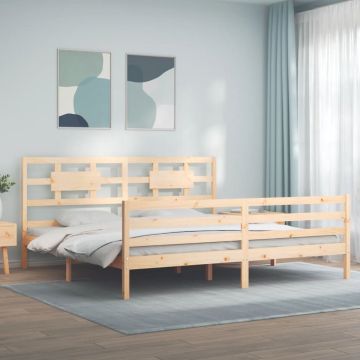 vidaXL Bedframe met hoofdbord massief hout 200x200 cm