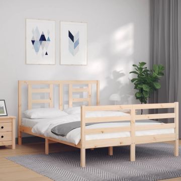 vidaXL Bedframe met hoofdbord massief hout 4FT Small Double