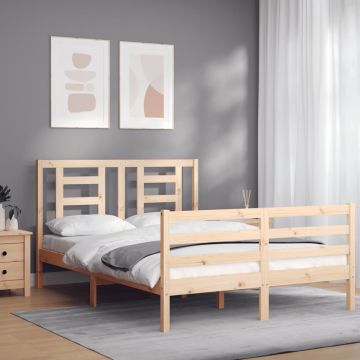 vidaXL Bedframe met hoofdbord massief hout 120x200 cm