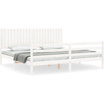 vidaXL-Bedframe-met-hoofdbord-massief-hout-wit-200x200-cm