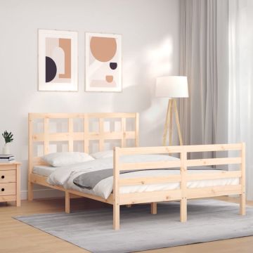 vidaXL Bedframe met hoofdbord massief hout 120x200 cm