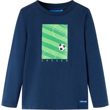 vidaXL-Kindershirt-met-lange-mouwen-voetbalveldprint-92-marineblauw