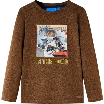 vidaXL-Kindershirt-met-lange-mouwen-dinosaurusprint-92-gemêleerd-cognackleur