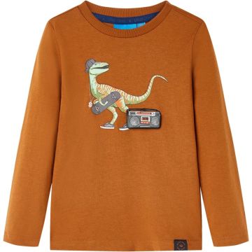 vidaXL-Kindershirt-met-lange-mouwen-dinosaurusprint-104-cognackleurig