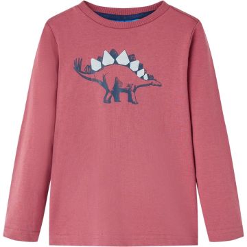 vidaXL-Kindershirt-met-lange-mouwen-dinosaurusprint-104-donkerrood