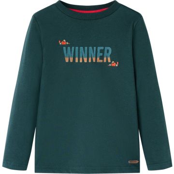 vidaXL-Kindershirt-met-lange-mouwen-winner-print-92-donkergroen