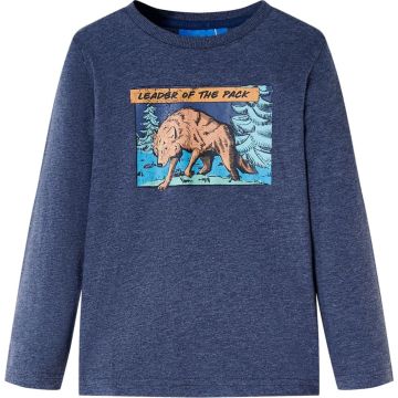 vidaXL-Kindershirt-met-lange-mouwen-wolvenprint-92-gemêleerd-donkerblauw