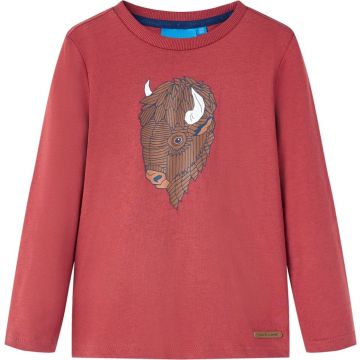 vidaXL-Kindershirt-met-lange-mouwen-runderprint-104-roodbruin