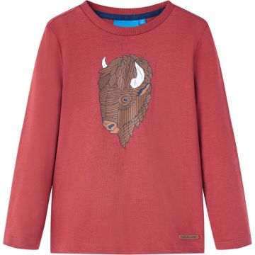 vidaXL-Kindershirt-met-lange-mouwen-runderprint-116-roodbruin