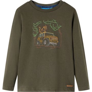 vidaXL-Kindershirt-met-lange-mouwen-terreinwagenprint-92-kakikleurig