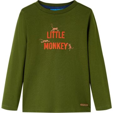 vidaXL-Kindershirt-met-lange-mouwen-aapjesprint-92-donkerkakikleurig