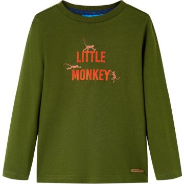 vidaXL-Kindershirt-met-lange-mouwen-aapjesprint-128-donkerkakikleurig