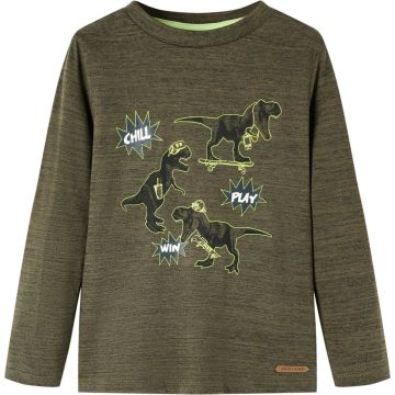 vidaXL-Kindershirt-met-lange-mouwen-dinosaurusprint-128-gemêleerd-kakikleurig