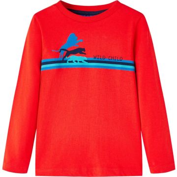 vidaXL-Kindershirt-met-lange-mouwen-wilde-dierenprint-104-rood