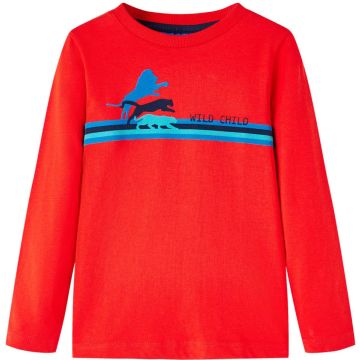 vidaXL-Kindershirt-met-lange-mouwen-wilde-dierenprint-116-rood