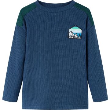 vidaXL-Kindertrui-gewafeld-met-print-92-marineblauw