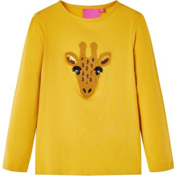 vidaXL-Kindershirt-met-lange-mouwen-dierenprint-92-donker-okerkleurig